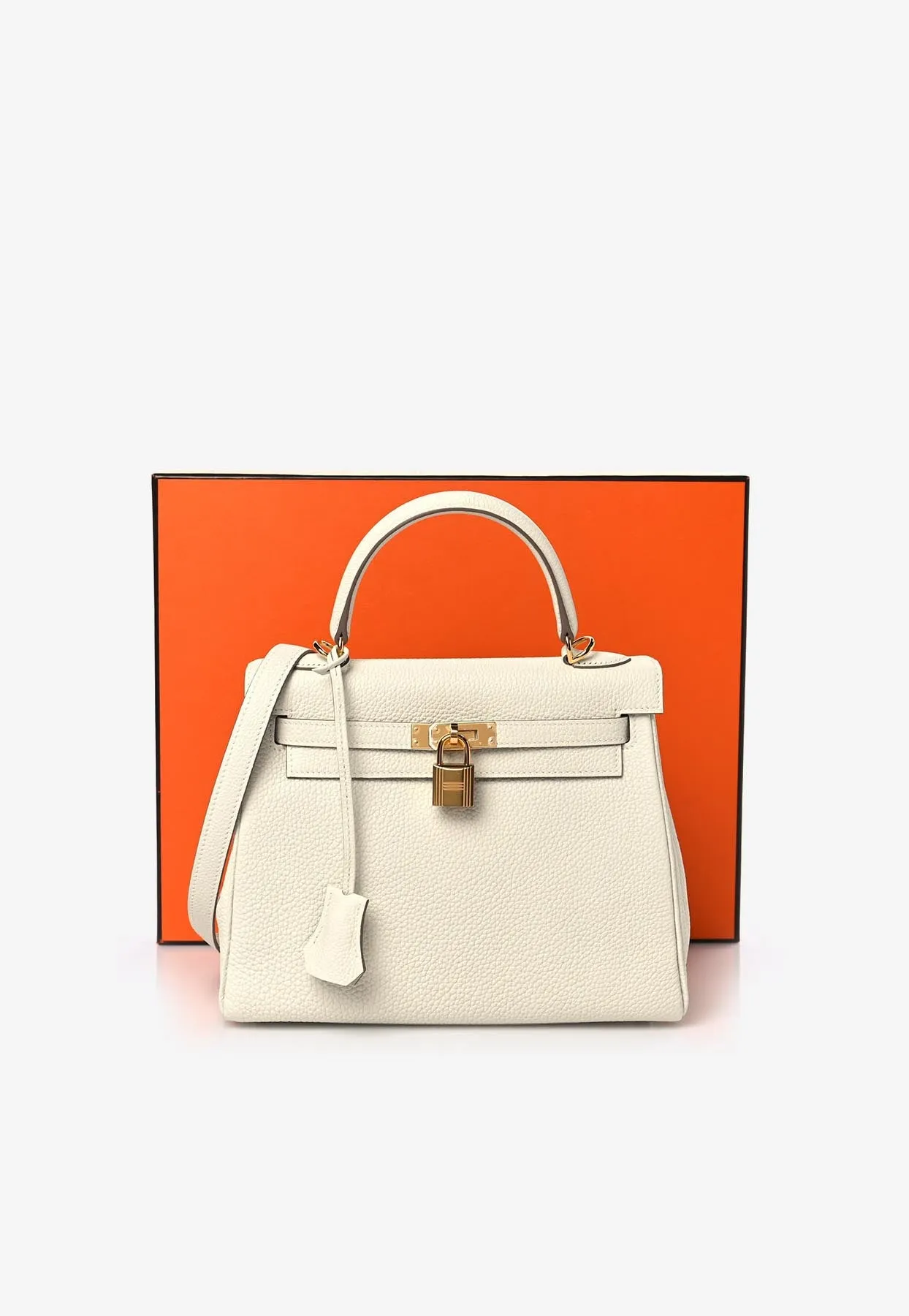 Kelly 25 Retourne in Mushroom Togo Leather with Gold Hardware