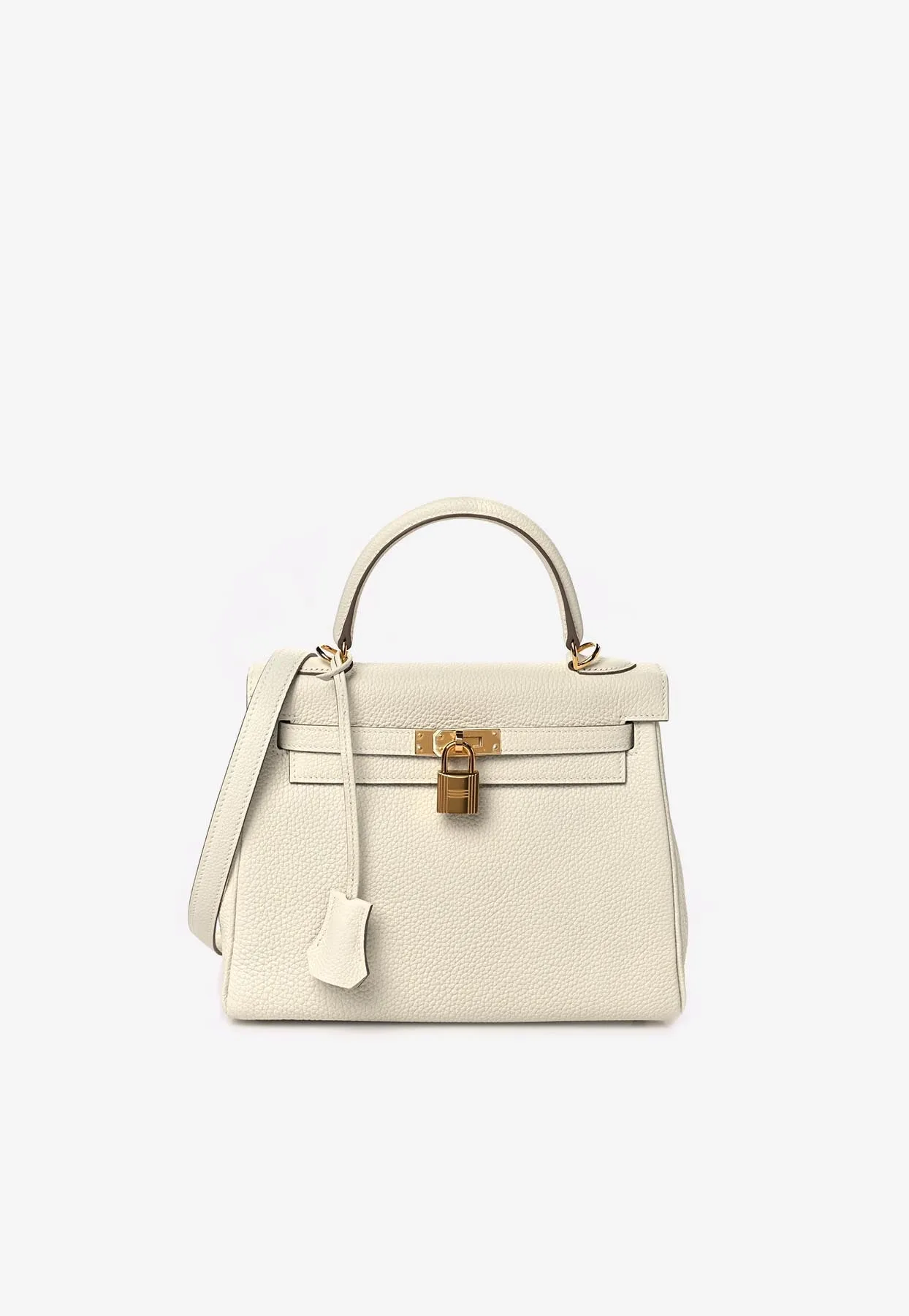 Kelly 25 Retourne in Mushroom Togo Leather with Gold Hardware