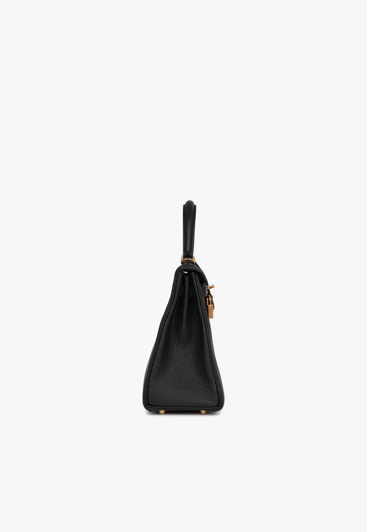 Kelly 25 Top Handle Bag in Black Togo Leather with Gold Hardware