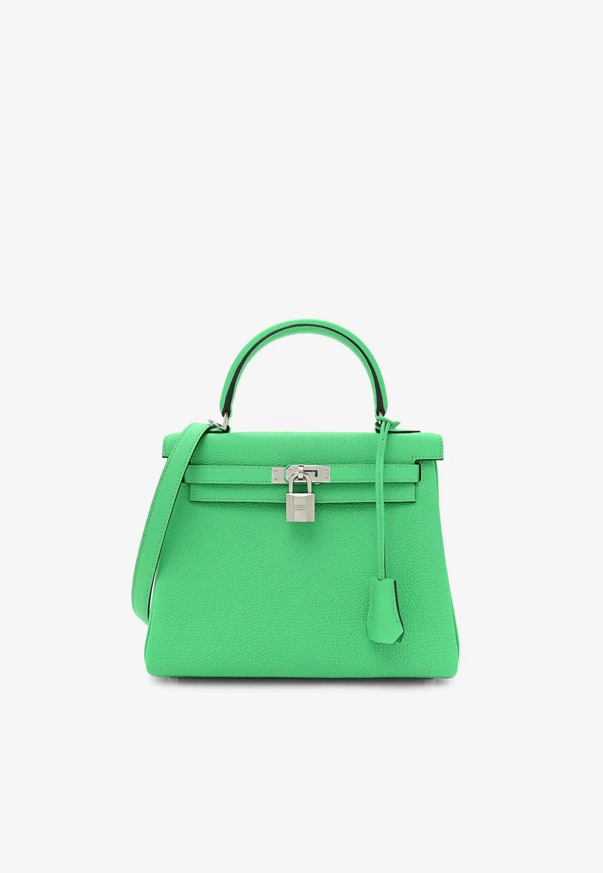 Kelly Retourne 25 in Vert Comics Togo Leather with Palladium Hardware