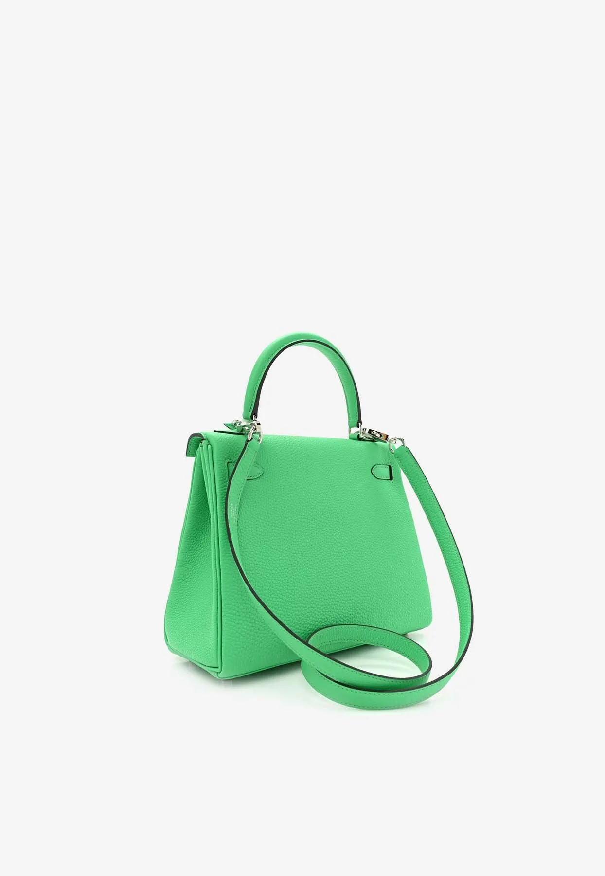 Kelly Retourne 25 in Vert Comics Togo Leather with Palladium Hardware