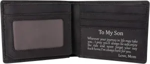 Kenon Personalized Leather Wallet For Son From Mom, Engraved RFID Blocking Bifold Stylish Wallet For Son Birthday Valentines Father's Day Christmas Gifts