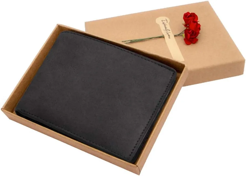 Kenon Personalized Leather Wallet For Son From Mom, Engraved RFID Blocking Bifold Stylish Wallet For Son Birthday Valentines Father's Day Christmas Gifts