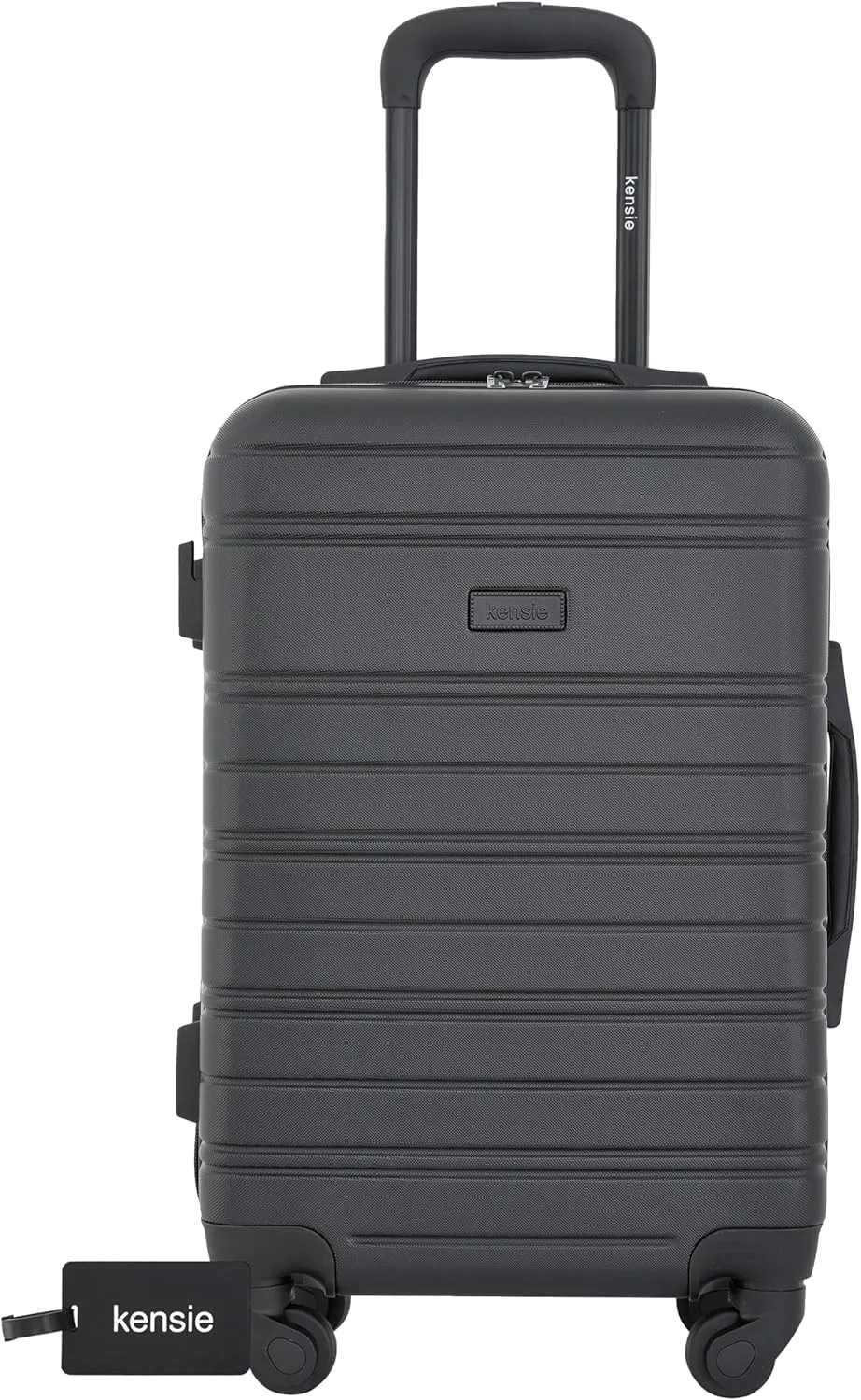 kensie 22" Peonies Hardside Carry-On Luggage with ID Tag, Black, Medium
