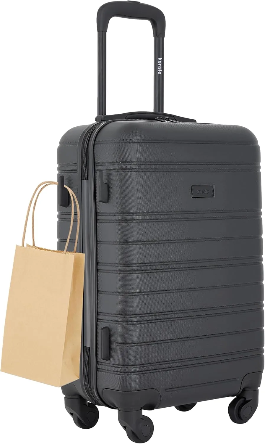kensie 22" Peonies Hardside Carry-On Luggage with ID Tag, Black, Medium