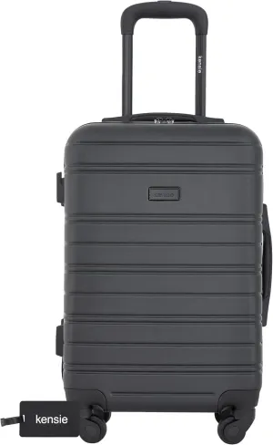 kensie 22" Peonies Hardside Carry-On Luggage with ID Tag, Black, Medium
