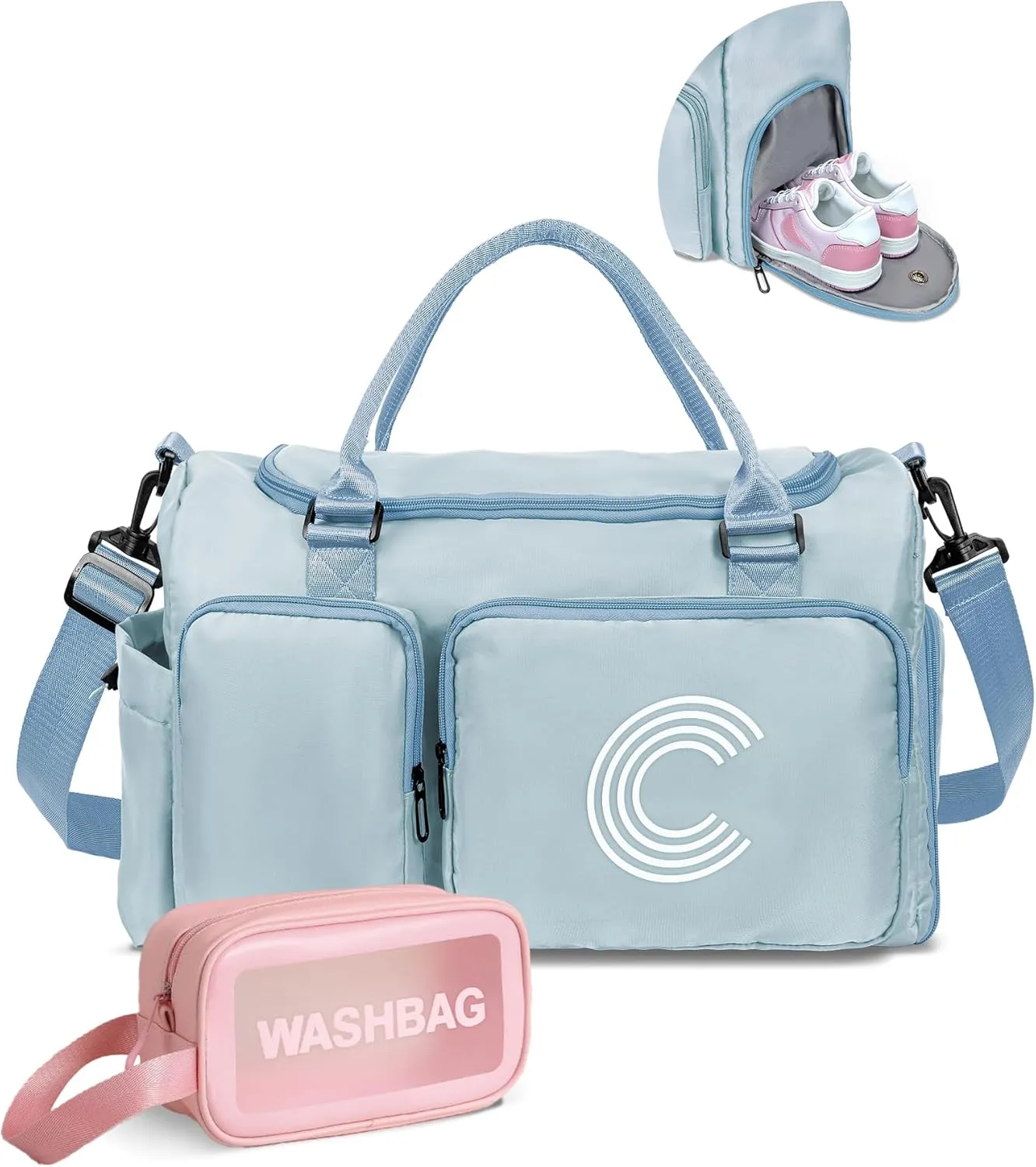 Kids Gifts for Daughter Son, Initial Travel Duffel Bag, Sports Bag, Personalized Weekender Bag with Shoulder Strap, Monogram Overnight Bag, Gift for Friend Sister Women Gifts