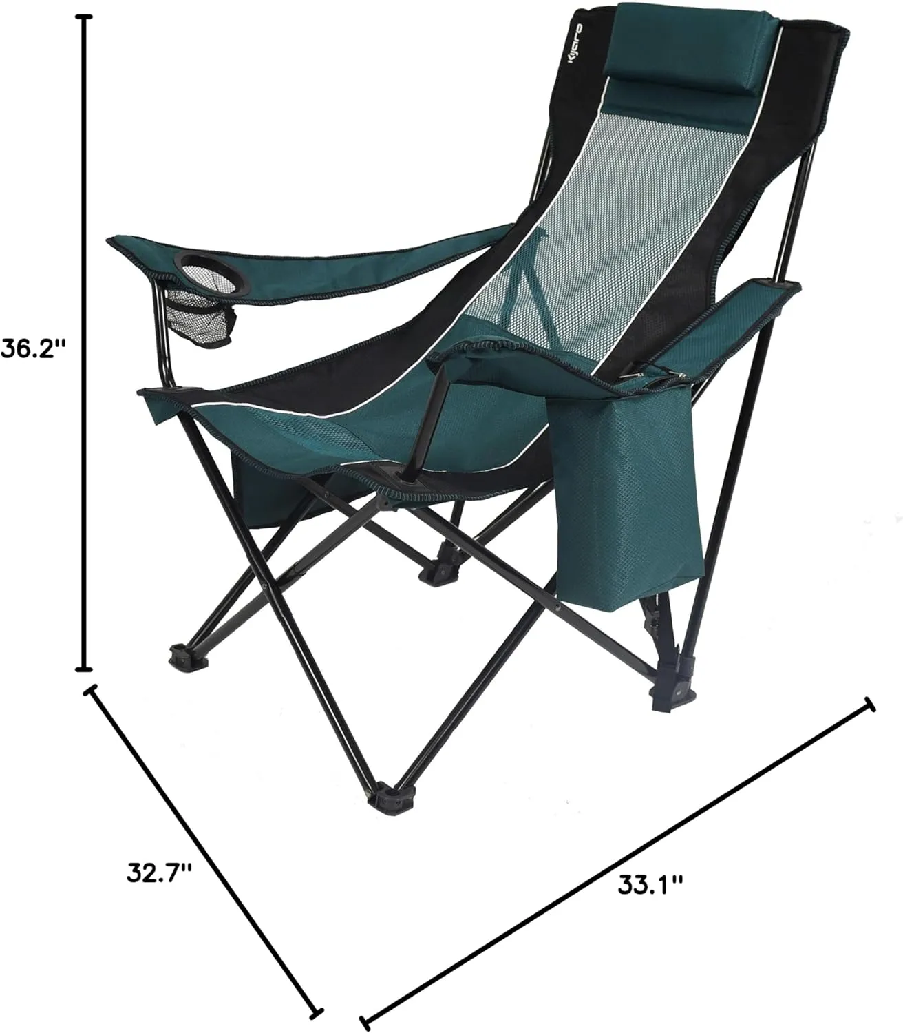 Kijaro Sling Folding Camping Chair - Enjoy The Outdoors in This Outdoor Chair with a Built-in Cup Holders and Side Organizer OR Side Cooler - Includes a Detachable Pillow