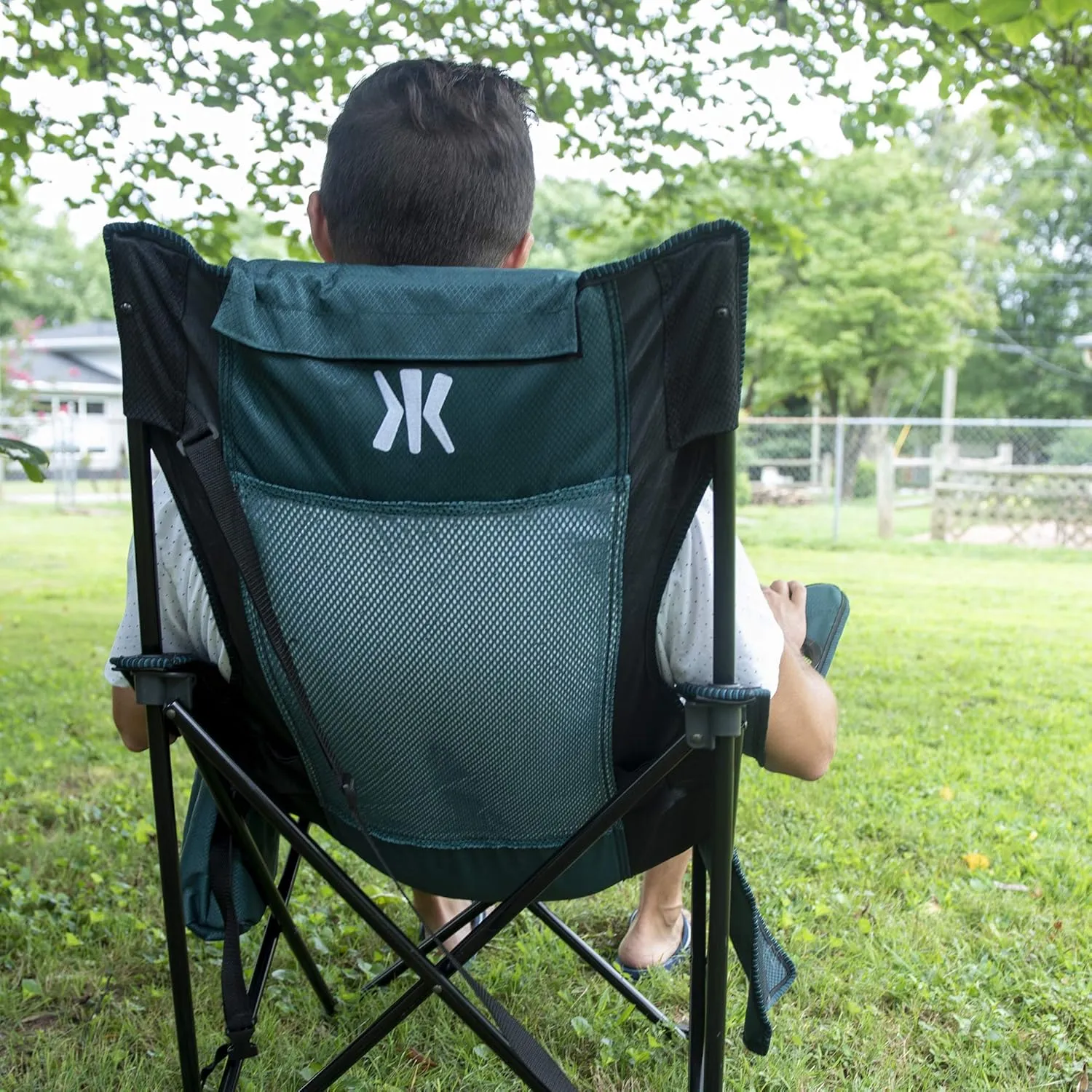 Kijaro Sling Folding Camping Chair - Enjoy The Outdoors in This Outdoor Chair with a Built-in Cup Holders and Side Organizer OR Side Cooler - Includes a Detachable Pillow