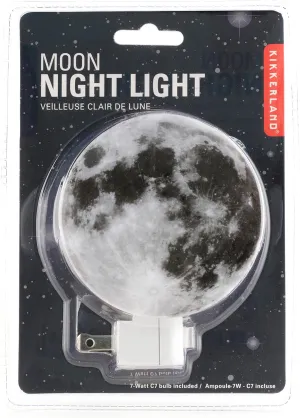 Kikkerland Glowing Moon Night Light, On/Off Switch, Novelty Gift