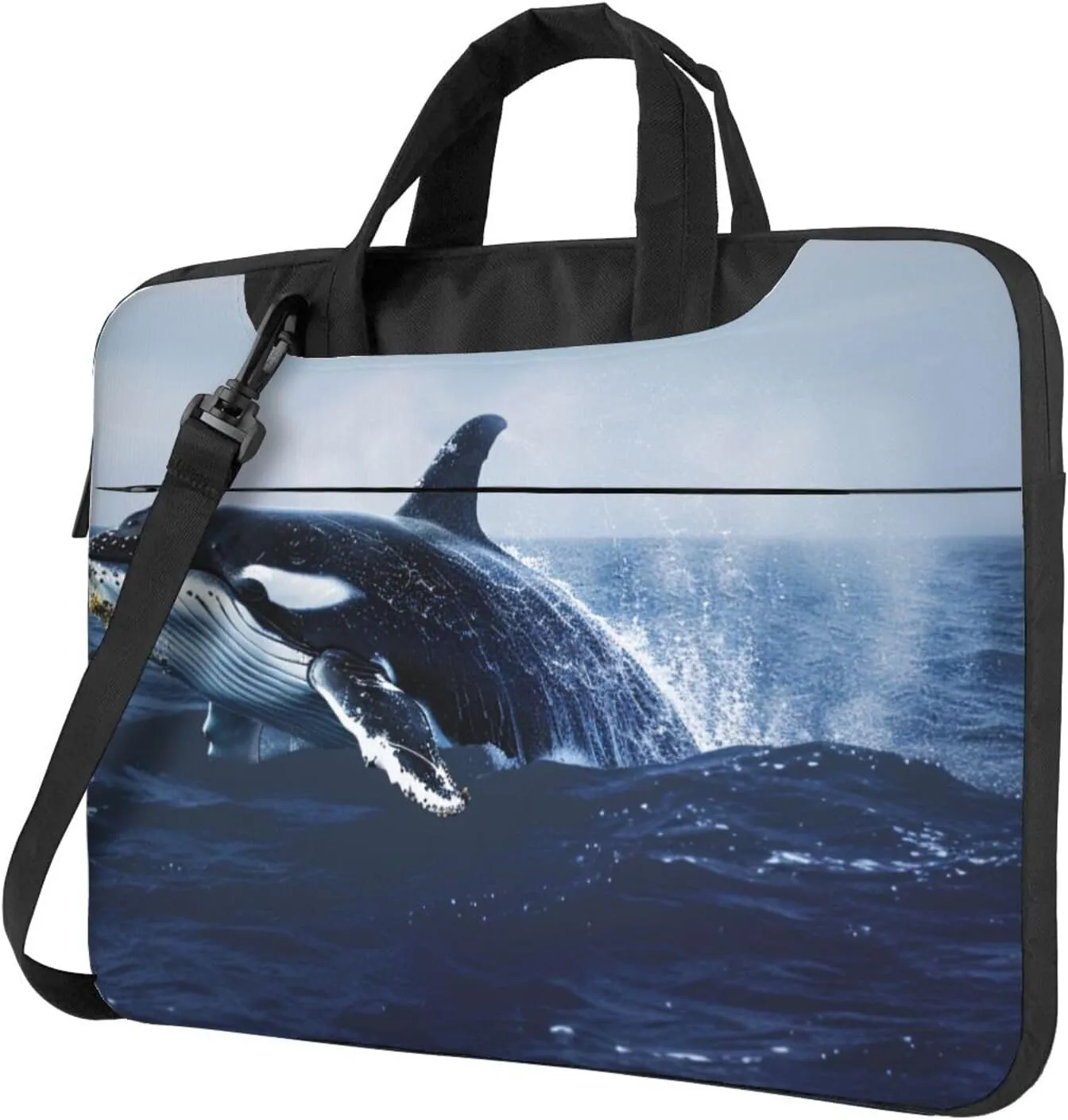 Killer Whale Printed Laptop Tote Bag Travel Business Computer Bag Work Bag for Men Women