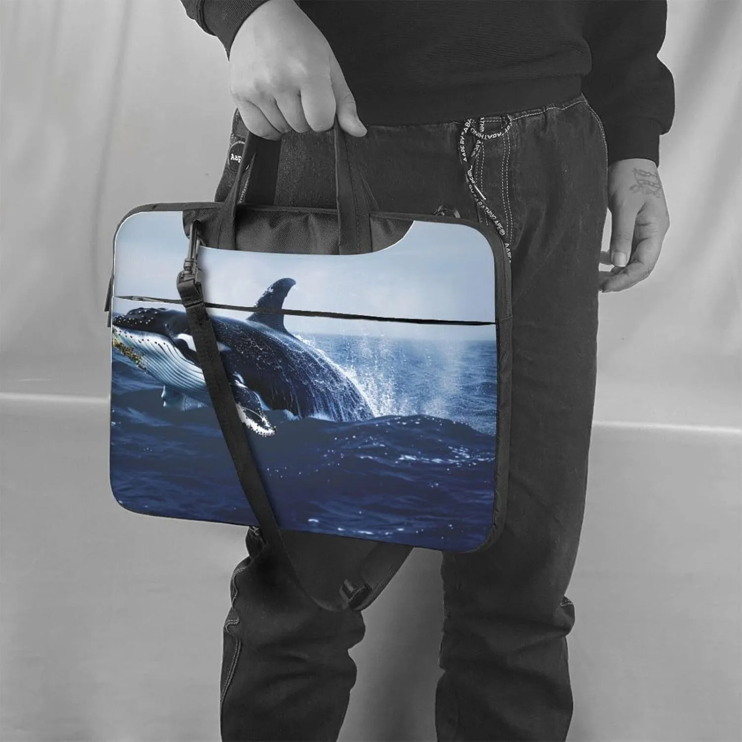 Killer Whale Printed Laptop Tote Bag Travel Business Computer Bag Work Bag for Men Women