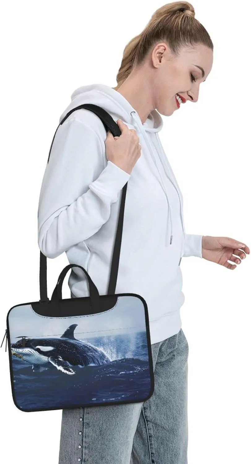 Killer Whale Printed Laptop Tote Bag Travel Business Computer Bag Work Bag for Men Women