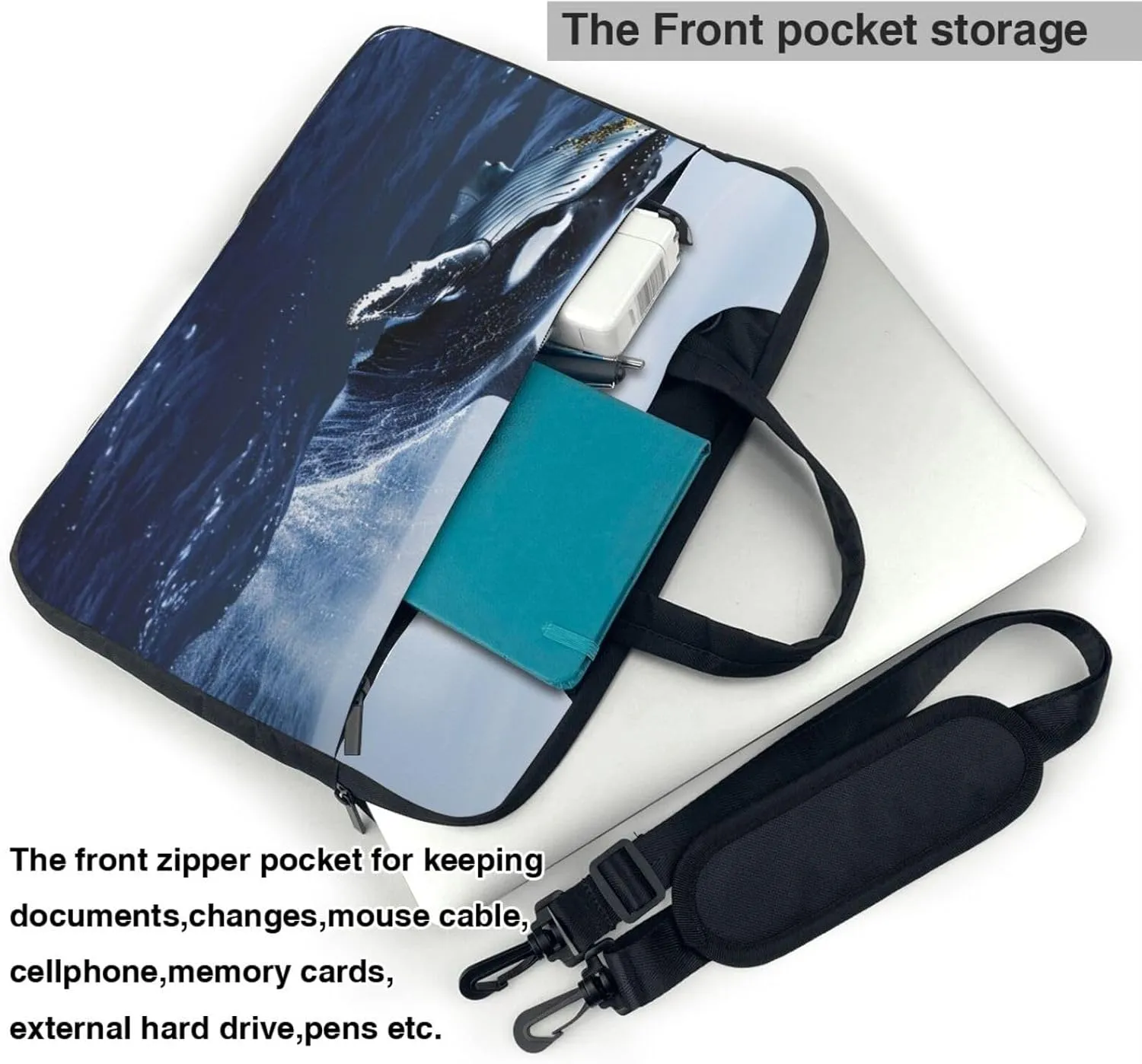 Killer Whale Printed Laptop Tote Bag Travel Business Computer Bag Work Bag for Men Women