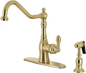 Kingston Brass GSY7707ACLBS American Classic Single-Handle Kitchen Faucet Sprayer, Brushed Brass