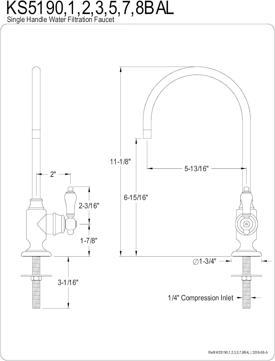 Kingston Brass KS5193BAL Heirloom Single-Handle Water Filtration Faucet, Antique Brass
