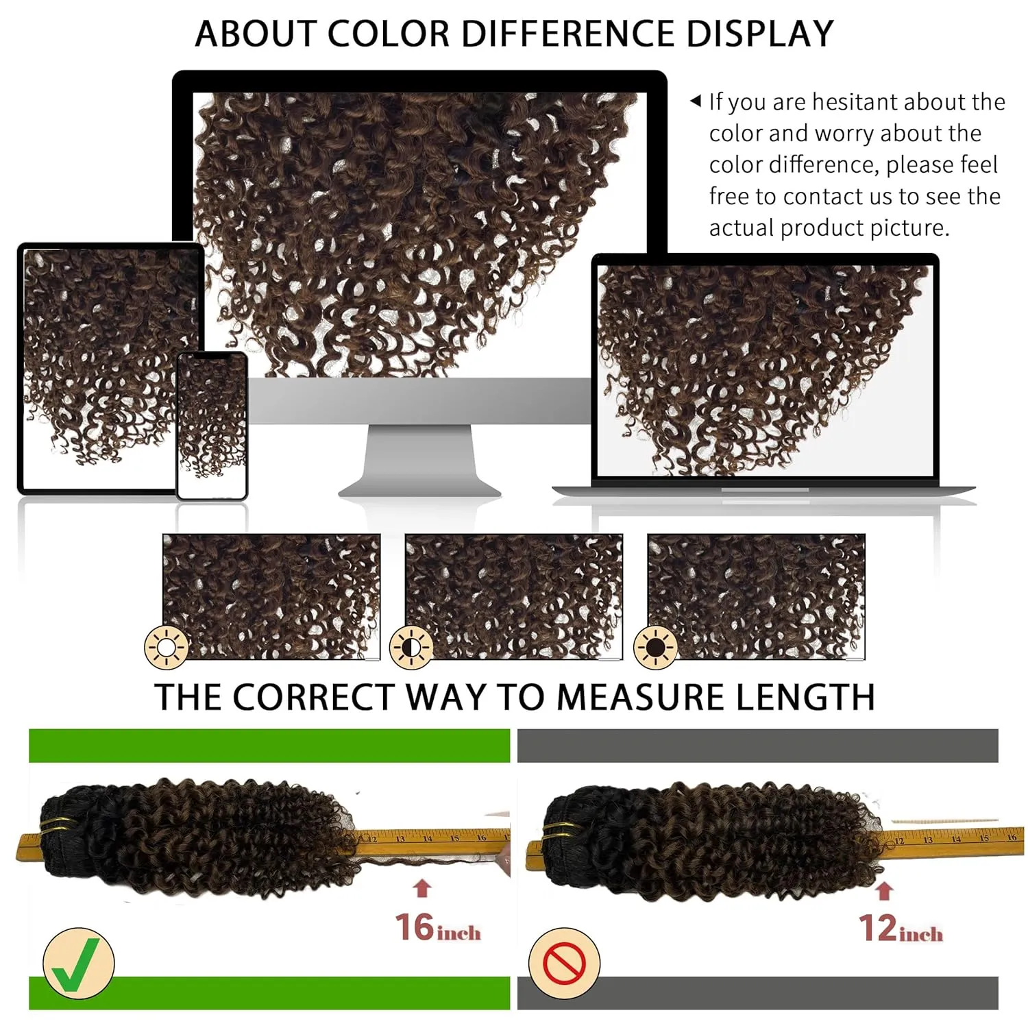 Kinky Curly Hair Extension Clip in Human Hair Extensions 10-22 inch 7Pcs/120G Ombre Natural Black Hair Extensions Colored Two Tone Dark Brown 3B 3C For Black Women (16 inch, Ombre #1B/4 Curly)