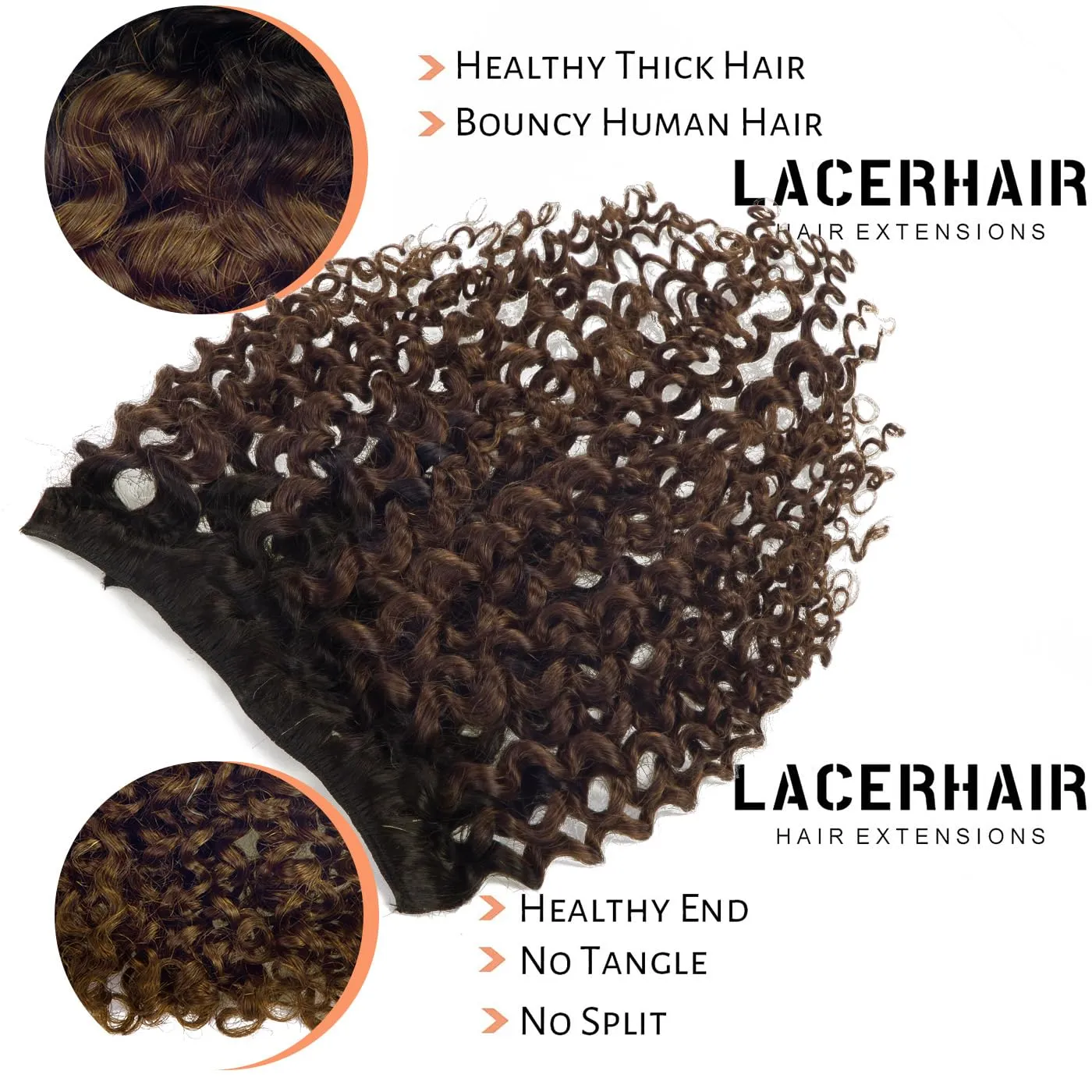 Kinky Curly Hair Extension Clip in Human Hair Extensions 10-22 inch 7Pcs/120G Ombre Natural Black Hair Extensions Colored Two Tone Dark Brown 3B 3C For Black Women (16 inch, Ombre #1B/4 Curly)