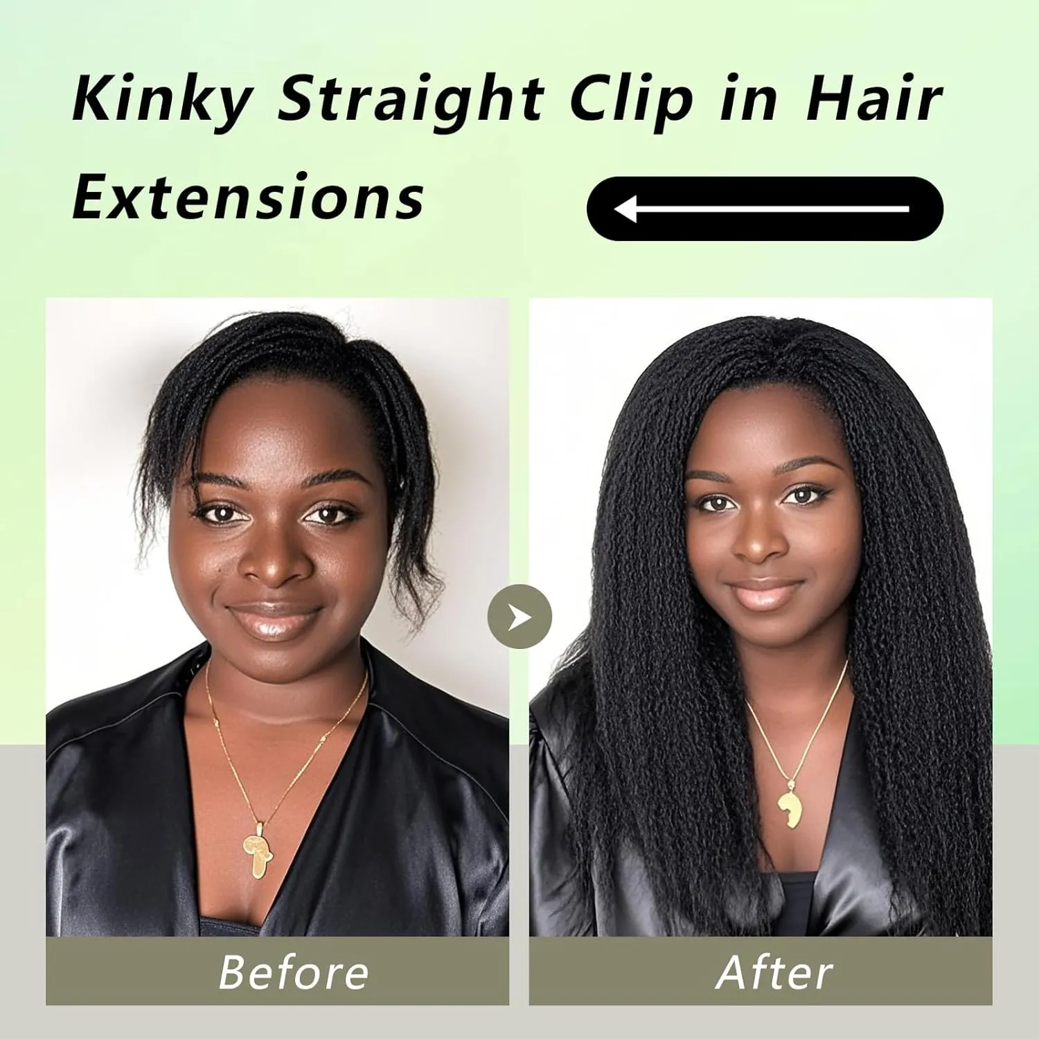 Kinky Straight 14 Inch Clip in Hair Extensions Real Human Hair Yaki Straight Clip ins for Women Full Head Brazilian Remy Hair Extensions Double Weft 14 Inch