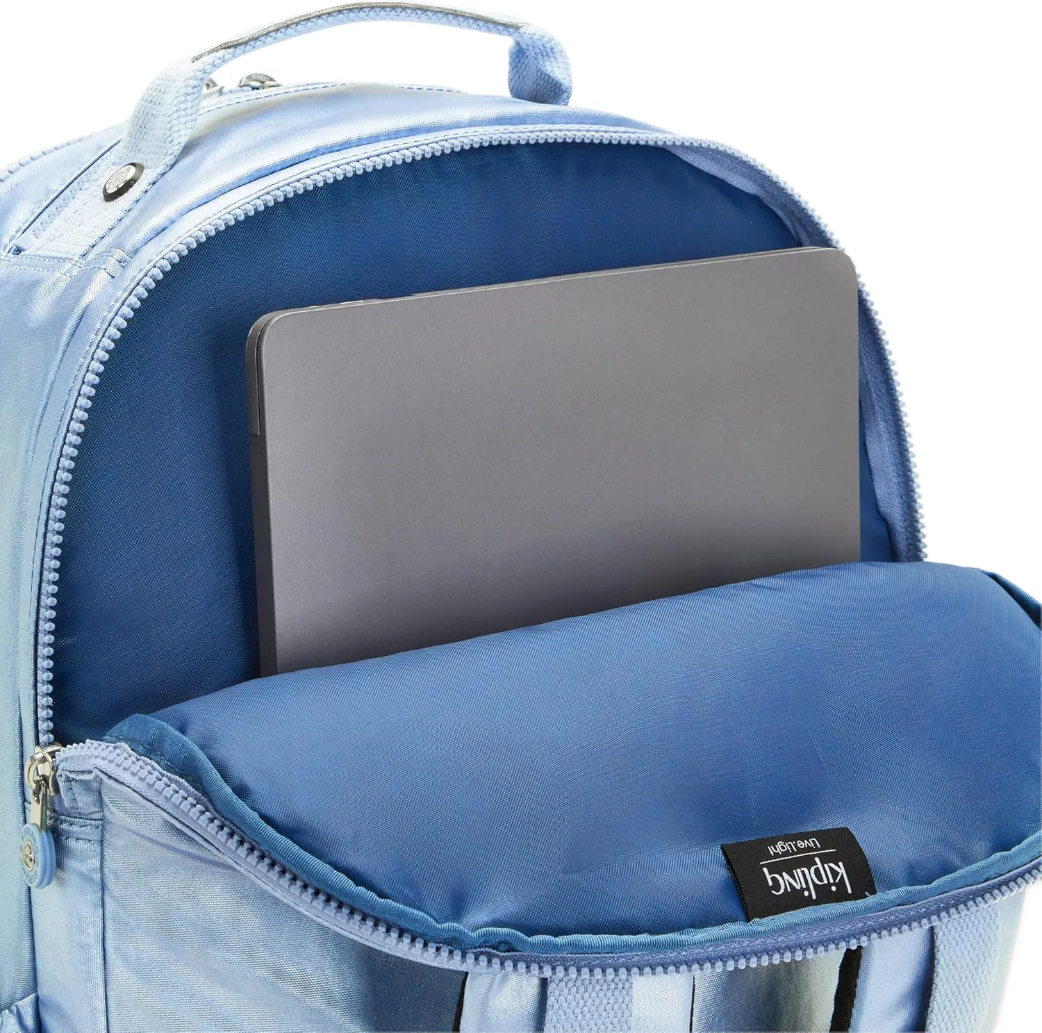 Kipling Seoul Extra Large Metallic 17" Laptop Backpack Pebble Blue Met