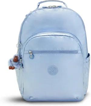 Kipling Seoul Extra Large Metallic 17" Laptop Backpack Pebble Blue Met