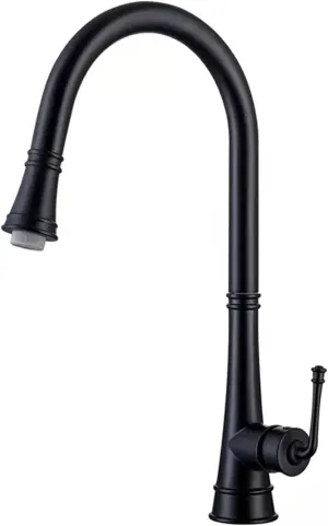 Kitchen Faucet Brass Pull Down Sink Modern Single Handle Mixer Tap with Out Sprayer, 360° Swivel Splash-Proof Hot and Cold Basin Faucet,Black (Black)