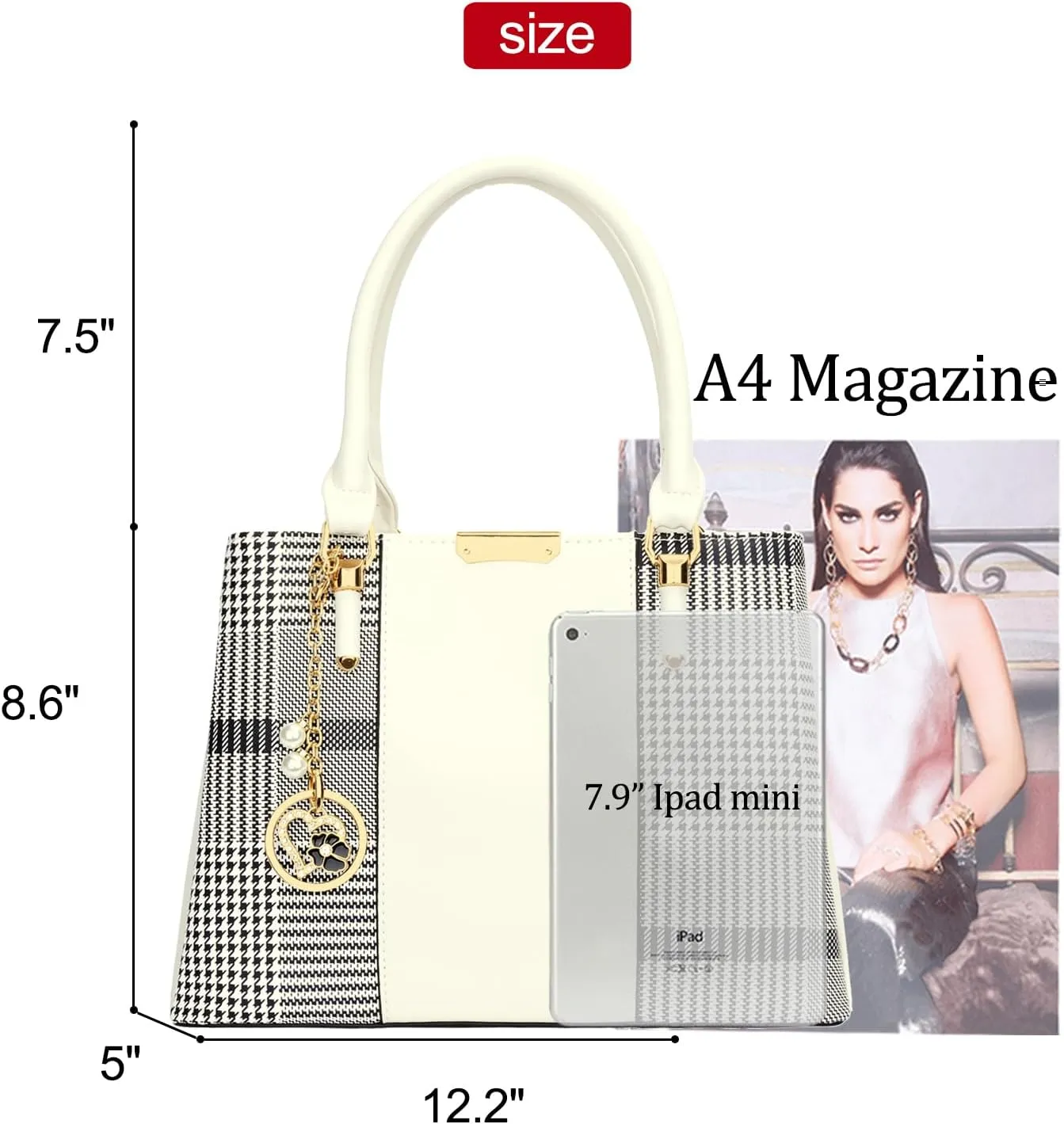 KKXIU 3 Zippered Compartments Purses and Handbags for Women Top Handle Satchel Shoulder Ladies Bags