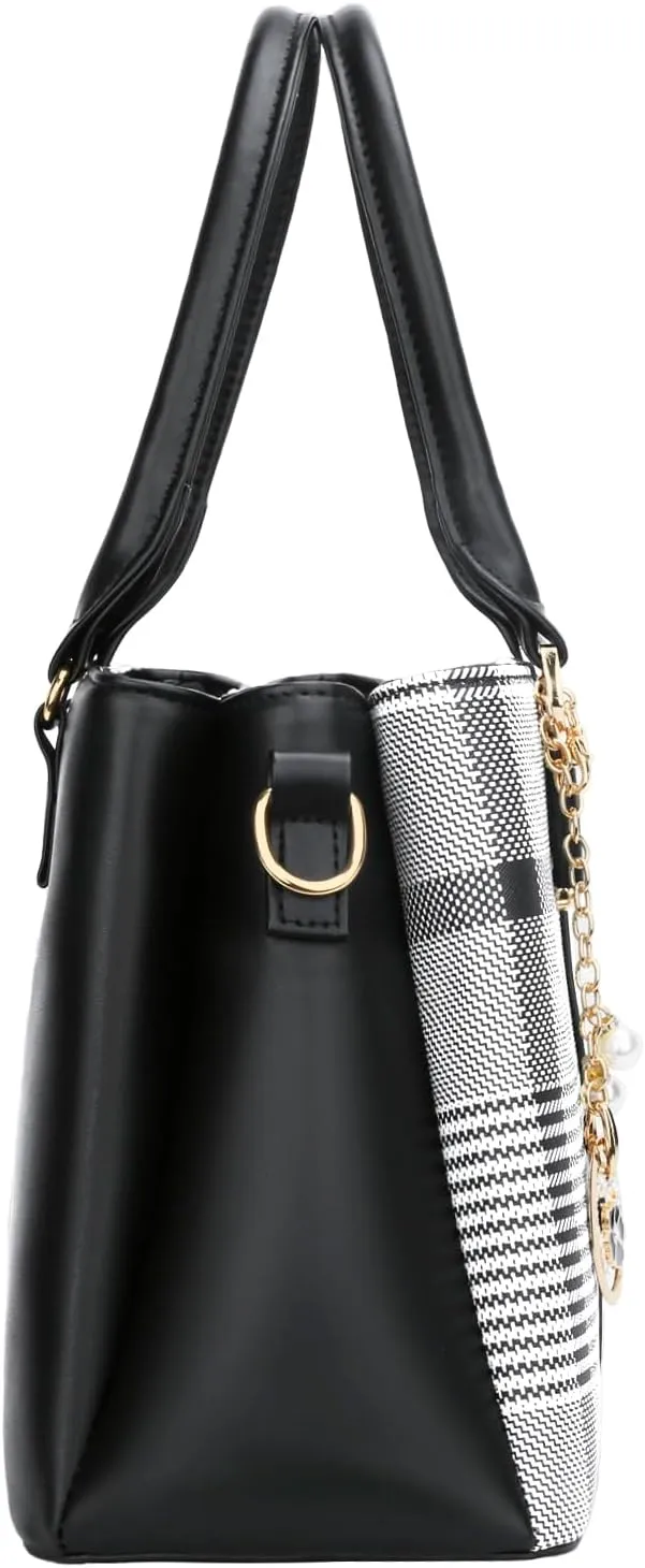 KKXIU 3 Zippered Compartments Purses and Handbags for Women Top Handle Satchel Shoulder Ladies Bags