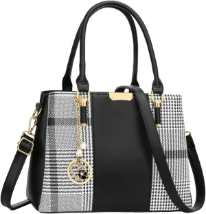 KKXIU 3 Zippered Compartments Purses and Handbags for Women Top Handle Satchel Shoulder Ladies Bags