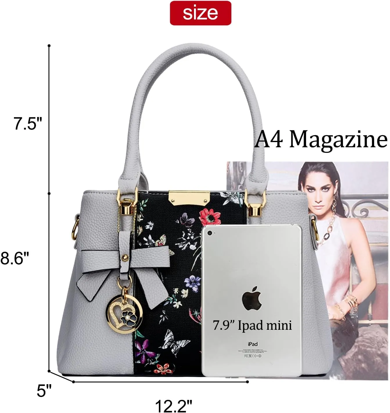 KKXIU 3 Zippered Compartments Purses and Handbags for Women Top Handle Satchel Shoulder Ladies Bags