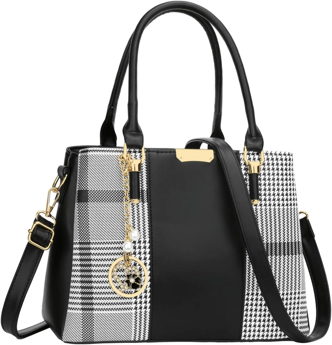 KKXIU 3 Zippered Compartments Purses and Handbags for Women Top Handle Satchel Shoulder Ladies Bags