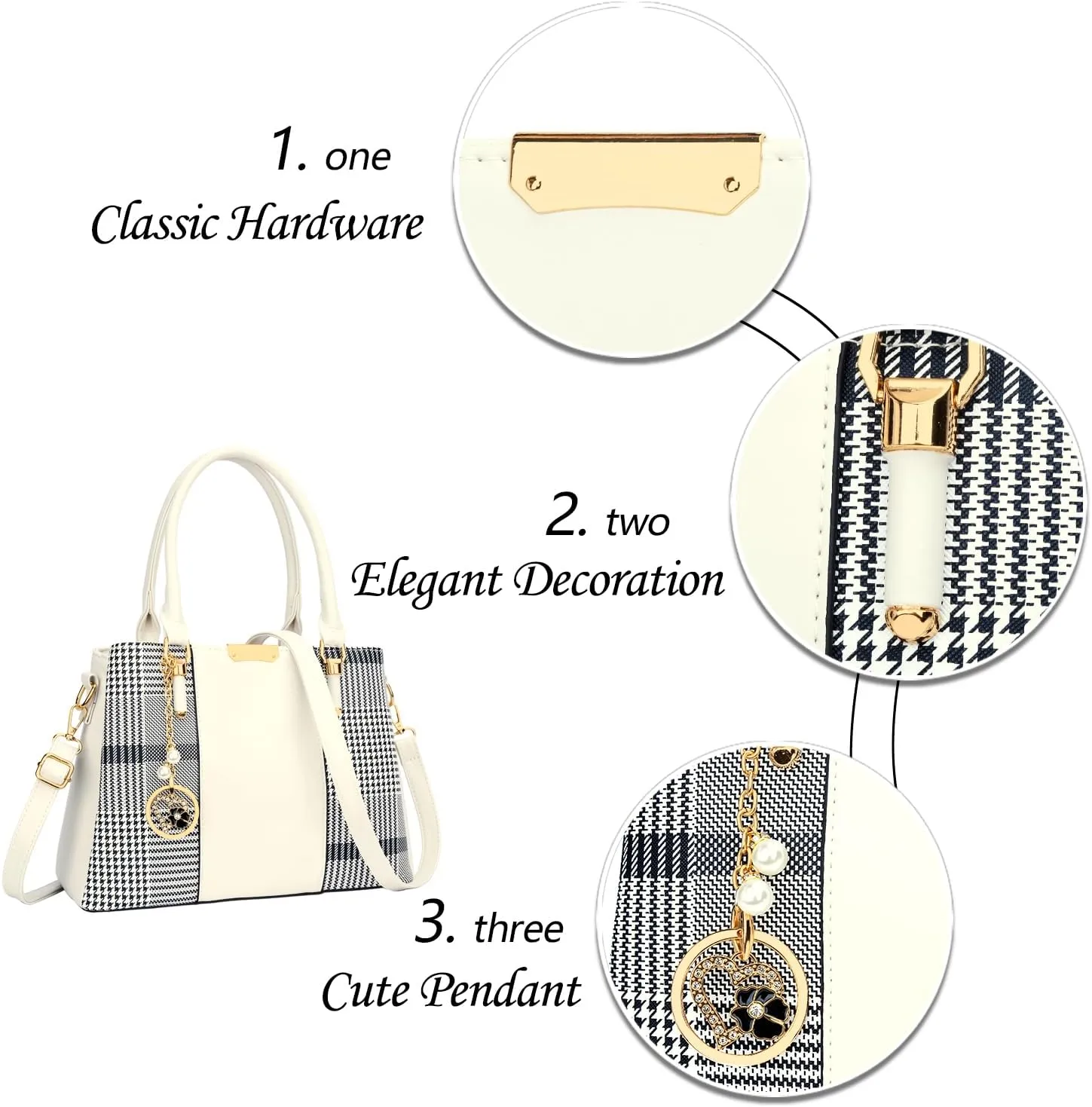 KKXIU 3 Zippered Compartments Purses and Handbags for Women Top Handle Satchel Shoulder Ladies Bags