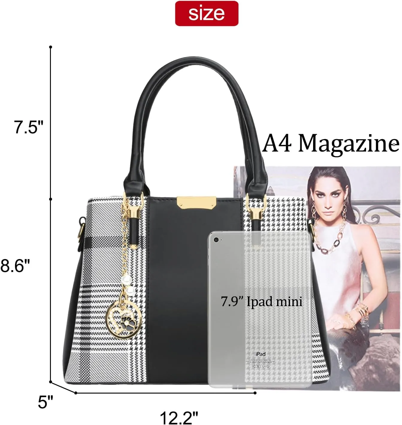 KKXIU 3 Zippered Compartments Purses and Handbags for Women Top Handle Satchel Shoulder Ladies Bags