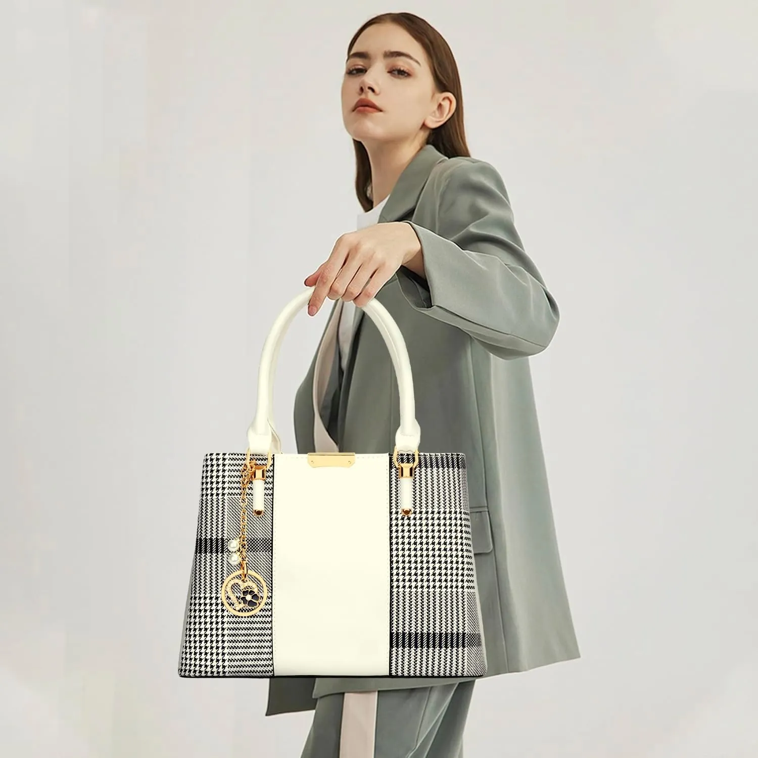 KKXIU 3 Zippered Compartments Purses and Handbags for Women Top Handle Satchel Shoulder Ladies Bags
