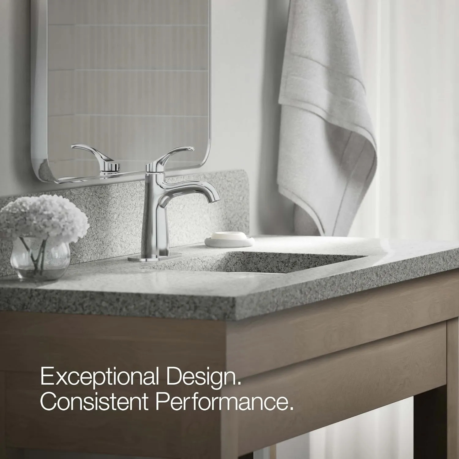 Kohler 27389-4-CP Simplice Bathroom Sink Faucet, 1 Hole, Single-Handle Bathroom Faucets with Clicker Drain, 1.2 gpm, Polished Chrome