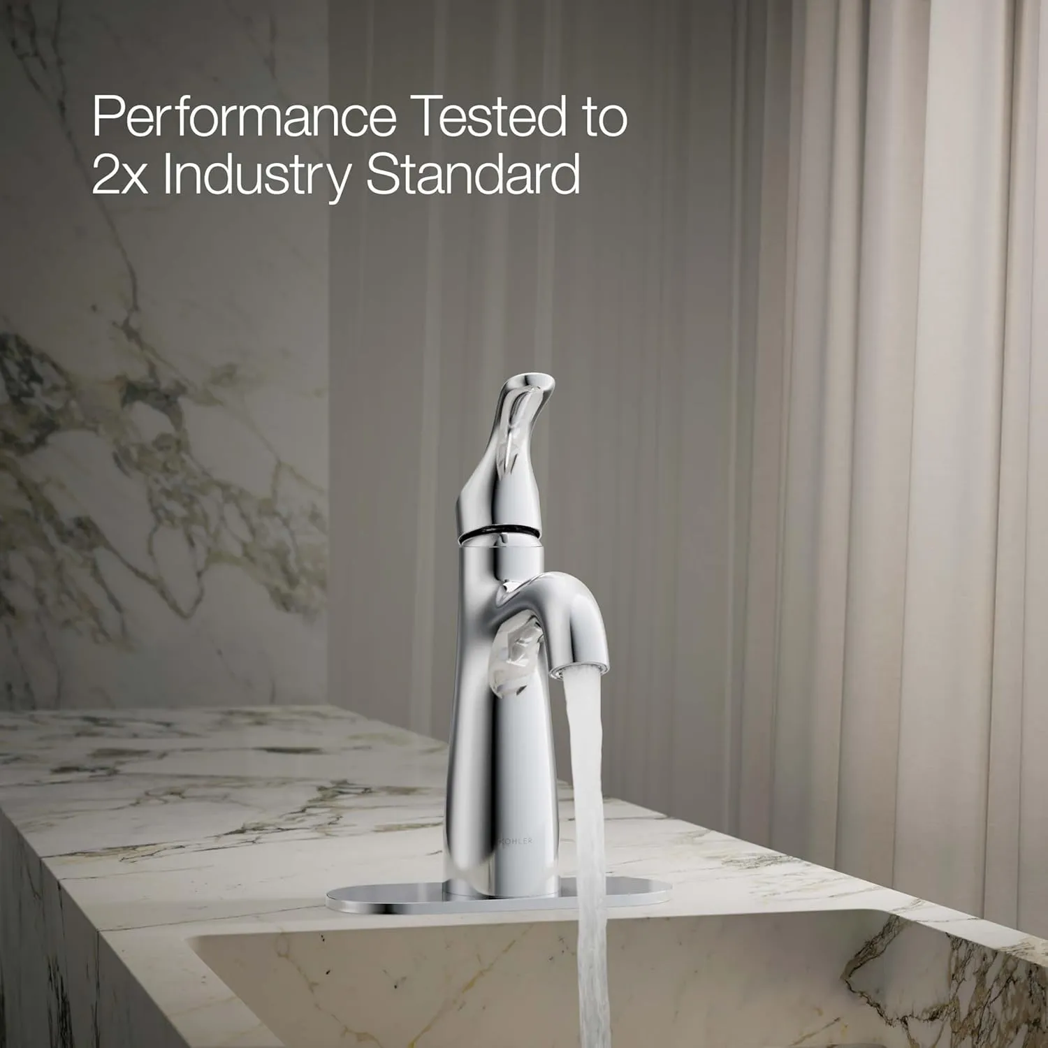 Kohler 27389-4-CP Simplice Bathroom Sink Faucet, 1 Hole, Single-Handle Bathroom Faucets with Clicker Drain, 1.2 gpm, Polished Chrome