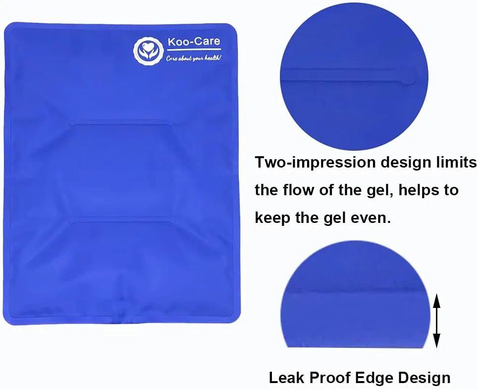 Koo-Care Large Flexible Gel Ice Pack & Wrap with Straps for Hot Cold Therapy - Pain Relief for Shoulder Rotator Cuff, Back, Hip, Knee Replacement Surgery, Shin Splint Injuries Reusable - 11" x 14"