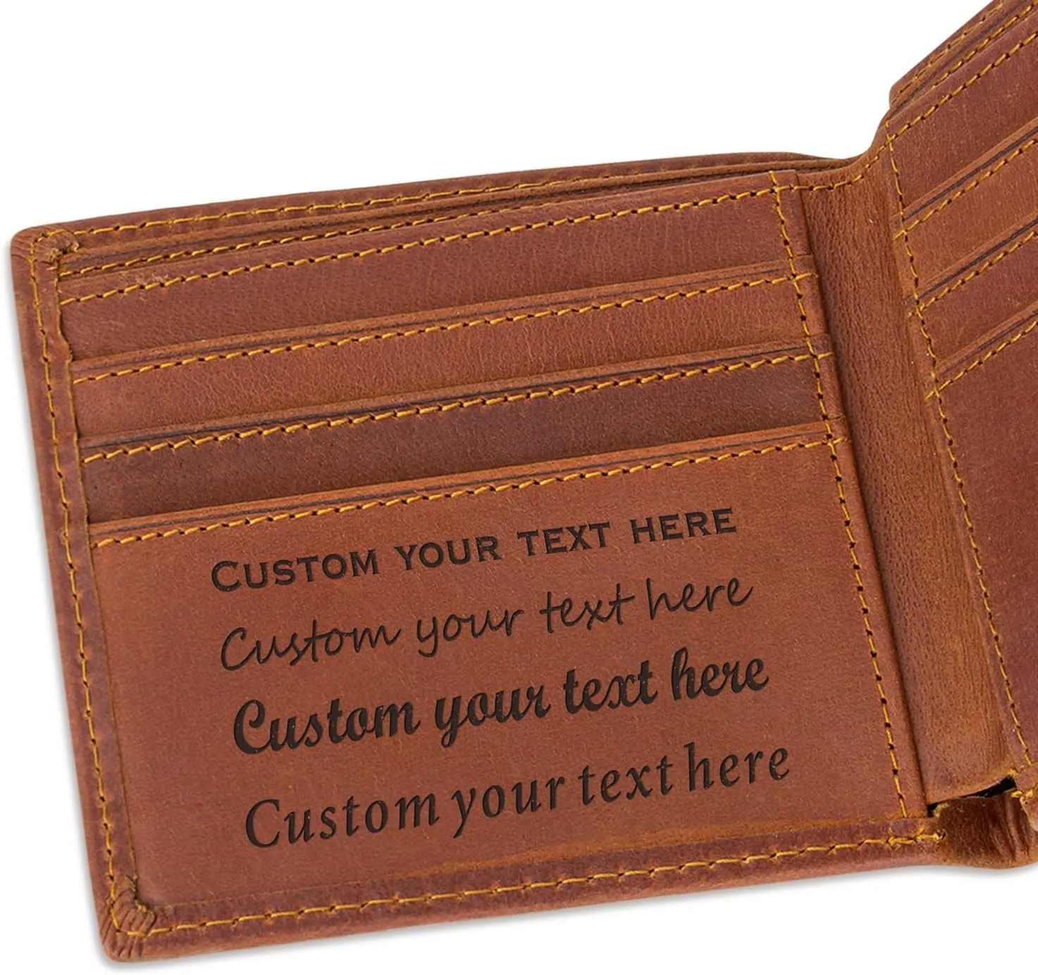 kullder Custom Wallet for Men Personalized Gift Mens Engraved Leather Wallet Gifts for Husband, Dad, Son Birthday, Christmas, Anniversary, Fathers Day Gift Idea for Him, (PJ-A-custom), One_Size