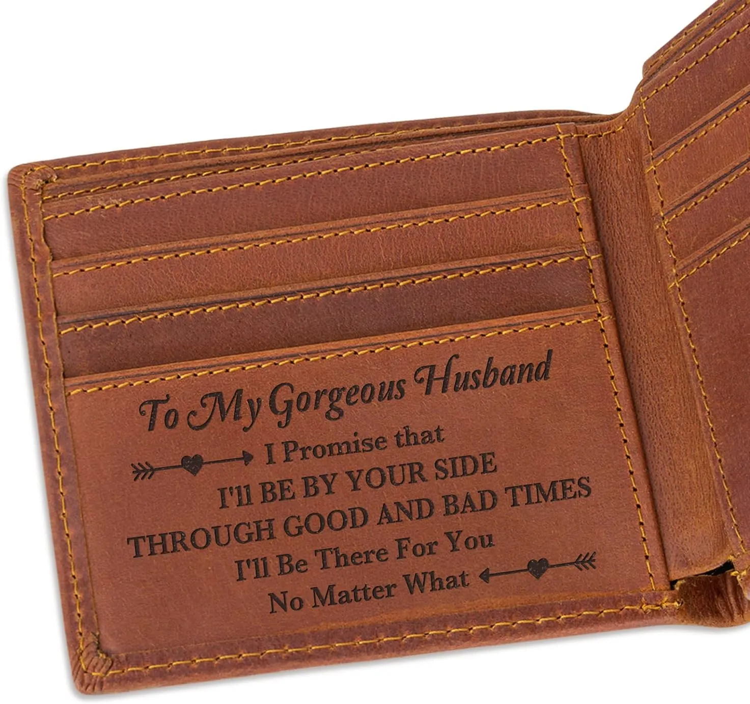 kullder Husband Gift Engraved Leather Wallet for Husband Personalized Gift Mens Wallet Gifts for Husband from Wife Birthday, Christmas, Anniversary, Fathers Day Gift Idea for Him
