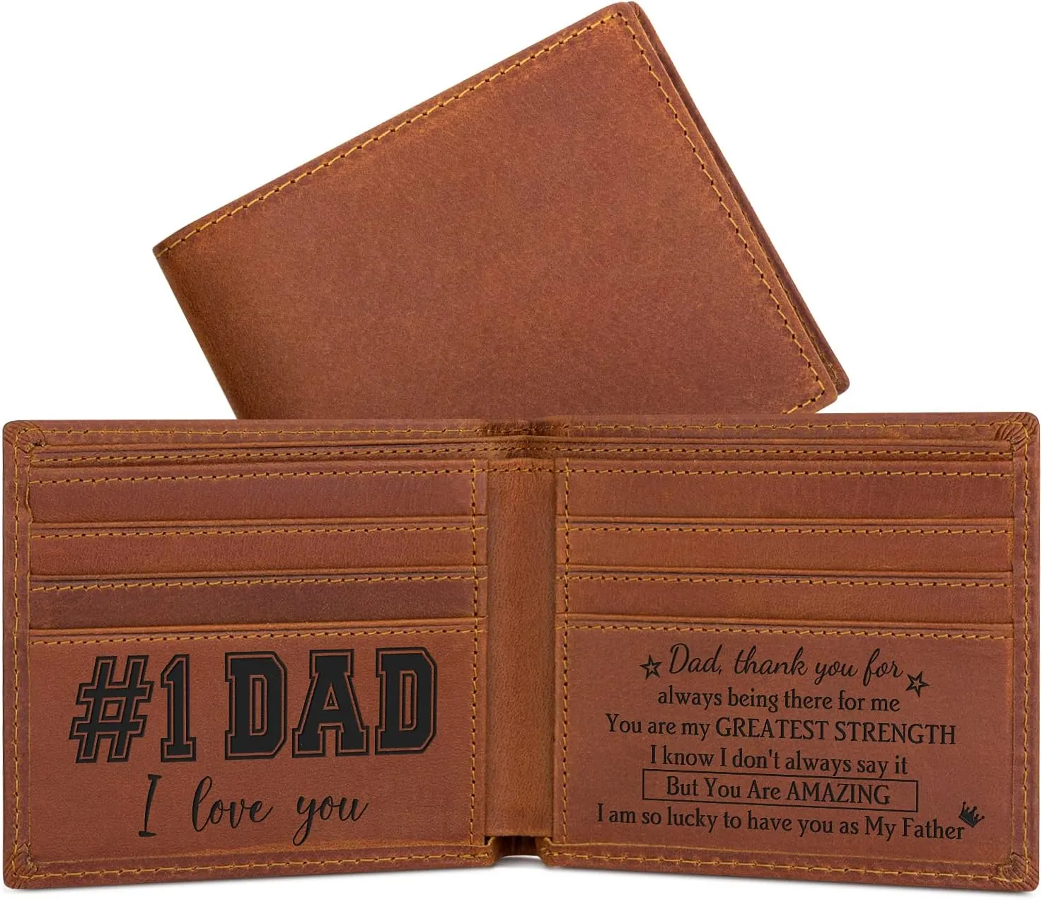 kullder Mens Engraved Wallet for Dad Leather Wallet Personalized Mens Gift Father's Day Gift, Gifts for Dad, Father Gifts on Birthday, Christmas