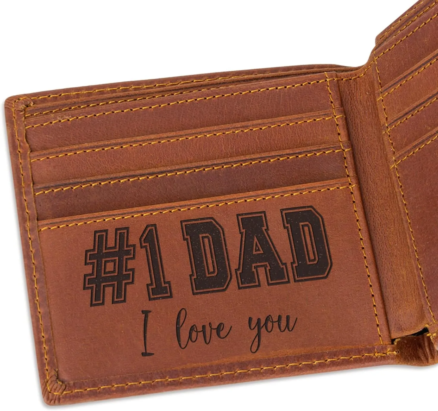 kullder Mens Engraved Wallet for Dad Leather Wallet Personalized Mens Gift Father's Day Gift, Gifts for Dad, Father Gifts on Birthday, Christmas