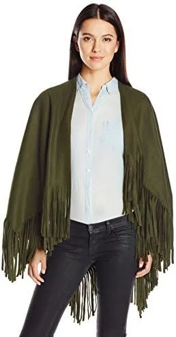 La Fiorentina Women's Wrap with Fringe, Green, One Size