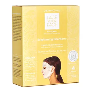 LACE YOUR FACE Patented Compression Facial Mask, AS SEEN ON SHARK TANK, Reusable Biodegradable Cotton Anti Aging Skin Care, Brightening Bearberry, 4 pack