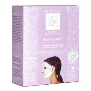 LACE YOUR FACE Patented Compression Facial Mask, AS SEEN ON SHARK TANK, Reusable Biodegradable Cotton Anti Aging Skin Care, Healing Yogurt Milk, 4 pack