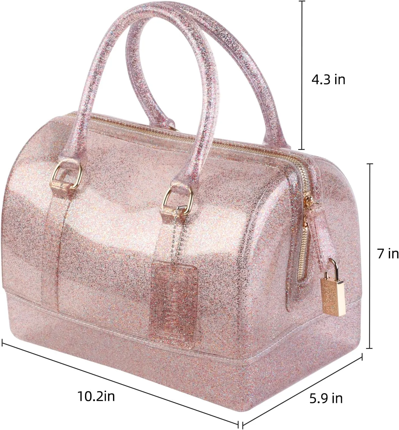 Ladies Summer Jelly Pillow-shaped Top Handle Handbag Candy Color Transparent Crystal Purse
