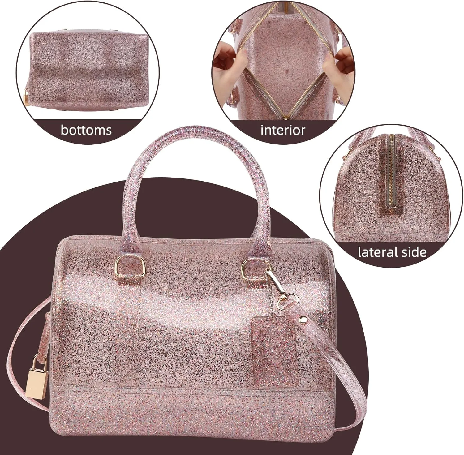 Ladies Summer Jelly Pillow-shaped Top Handle Handbag Candy Color Transparent Crystal Purse