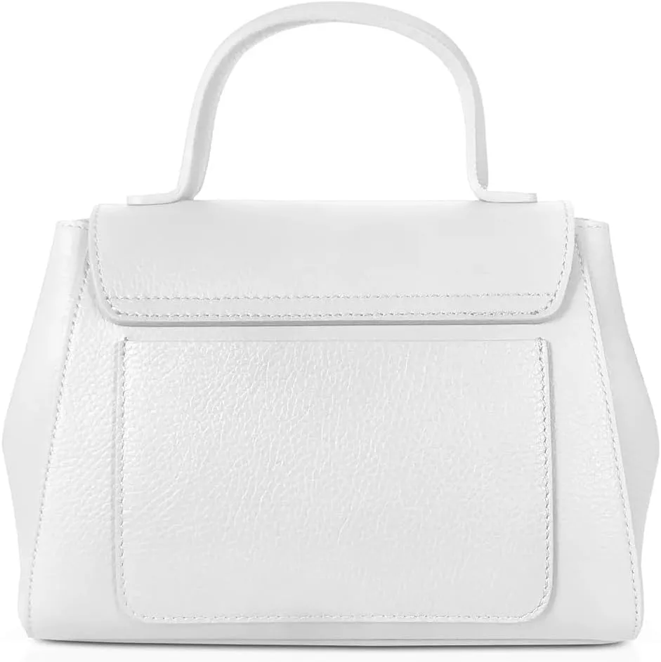 Ladyfinger Top Handle Handbag with Crossbody Strap, 9.4 x 7.1 x 4.7 inches, Genuine Embossed Leather