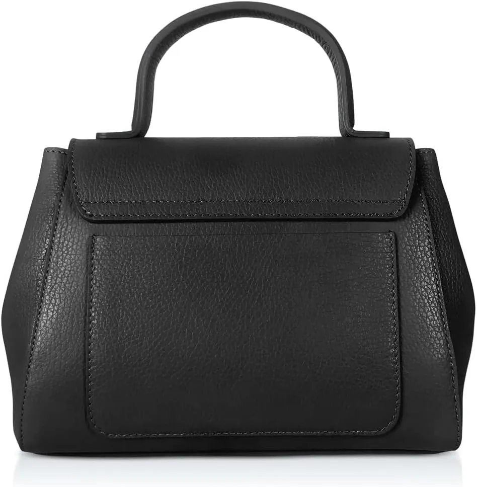 Ladyfinger Top Handle Handbag with Crossbody Strap, 9.4 x 7.1 x 4.7 inches, Genuine Embossed Leather