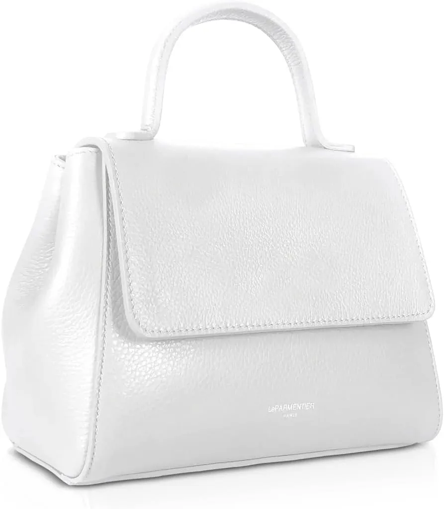Ladyfinger Top Handle Handbag with Crossbody Strap, 9.4 x 7.1 x 4.7 inches, Genuine Embossed Leather