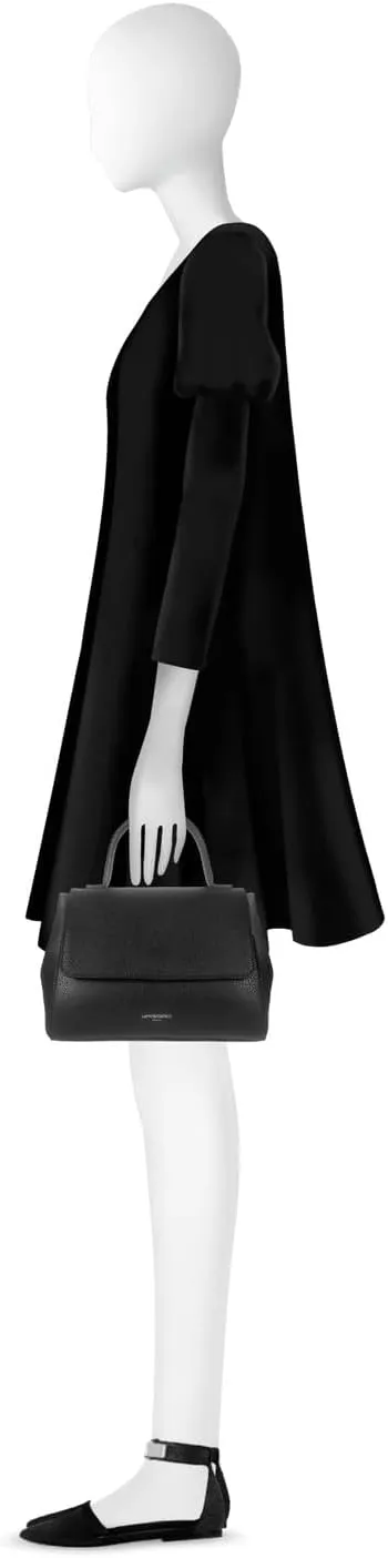 Ladyfinger Top Handle Handbag with Crossbody Strap, 9.4 x 7.1 x 4.7 inches, Genuine Embossed Leather